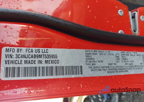 2021 Jeep Compass Sport Fwd z USA, uszkodzony, nr VIN 3C4NJCAB9MT535955